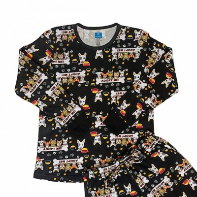 Pijama Glow Adopt Me negro ni&ntilde;a manga larga